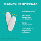Qunol Magnesium Glycinate Tablets 300mg, 100% Chelated, Gluten-Free