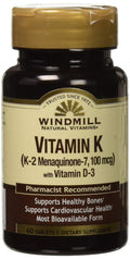 Windmill Vitamin K2 MK7 with Vitamin D3 - 60 Tablets