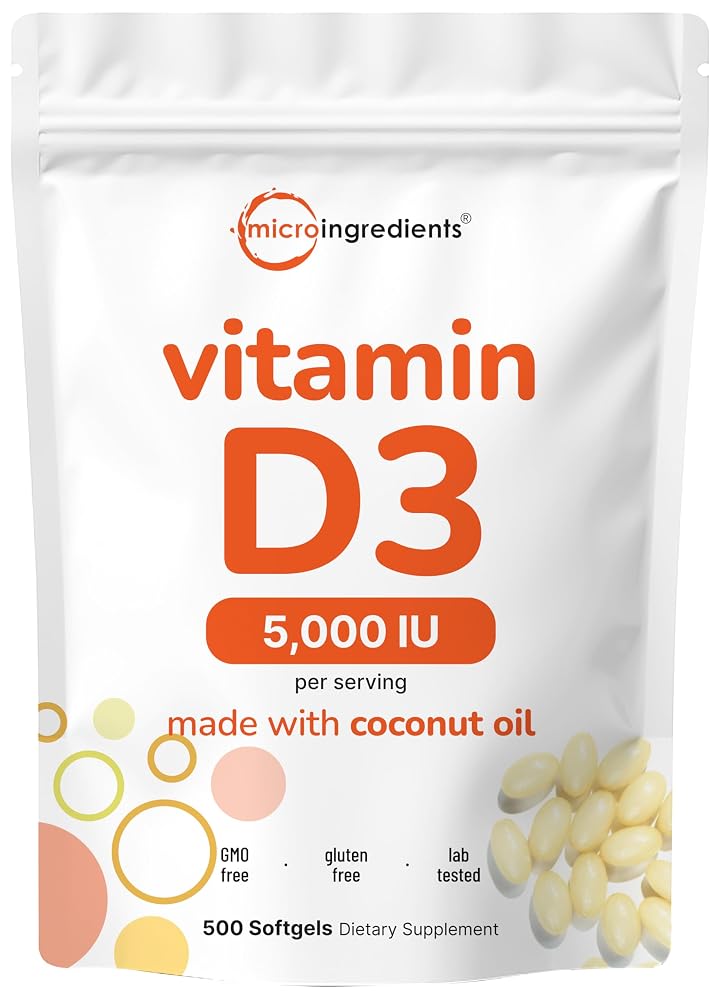Micro Ingredients Vitamin D3 5000 IU - 500 Softgels