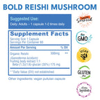 Bold Botanica Organic Reishi Mushroom Capsules - 60 Count - image 2