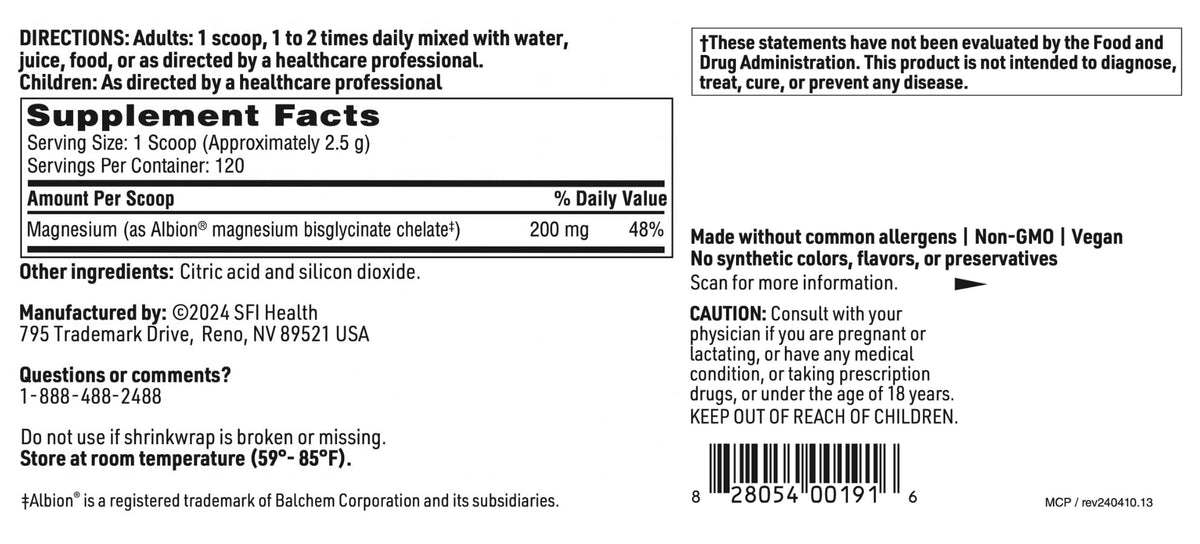 SFI Health Magnesium Chelate Powder - 120 Servings - image 5