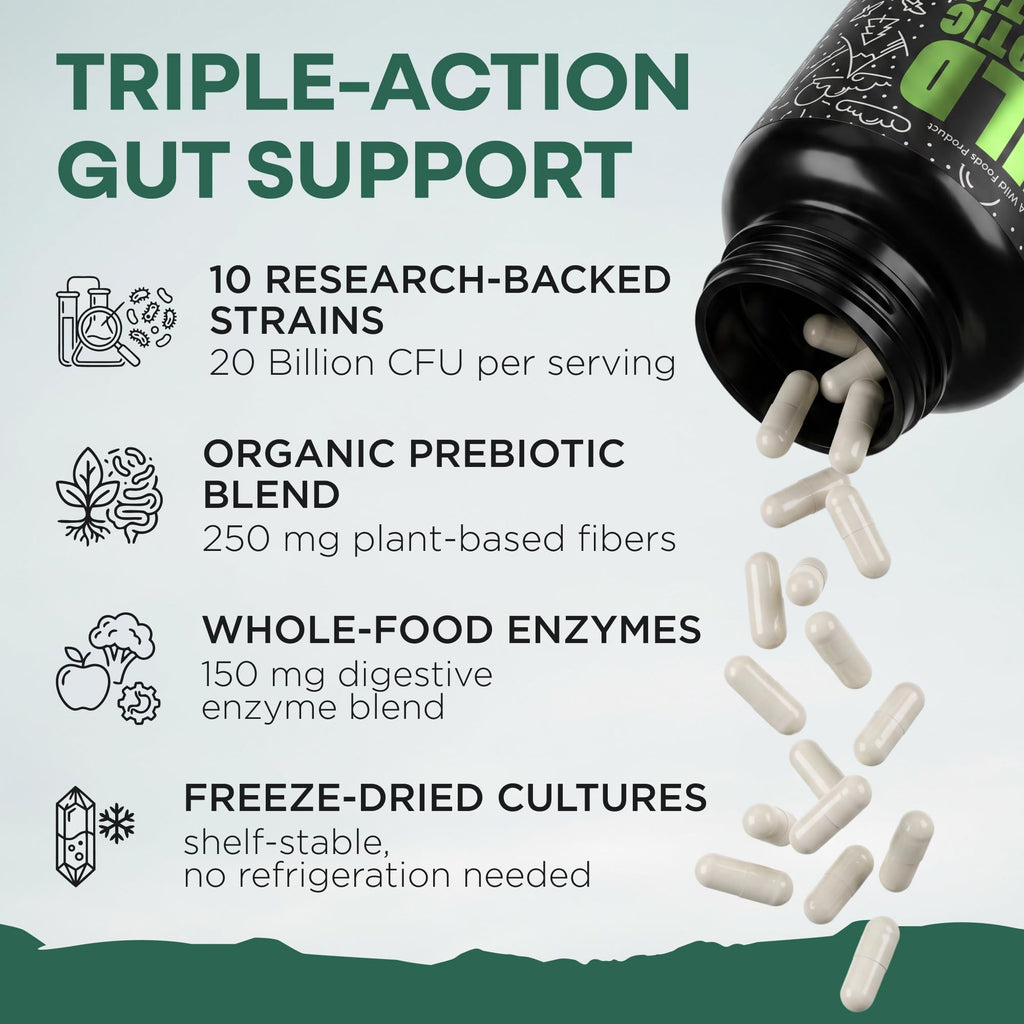 Wild Foods Prebiotic and Probiotic with Digestive Enzymes - 30 Capsules - image 2