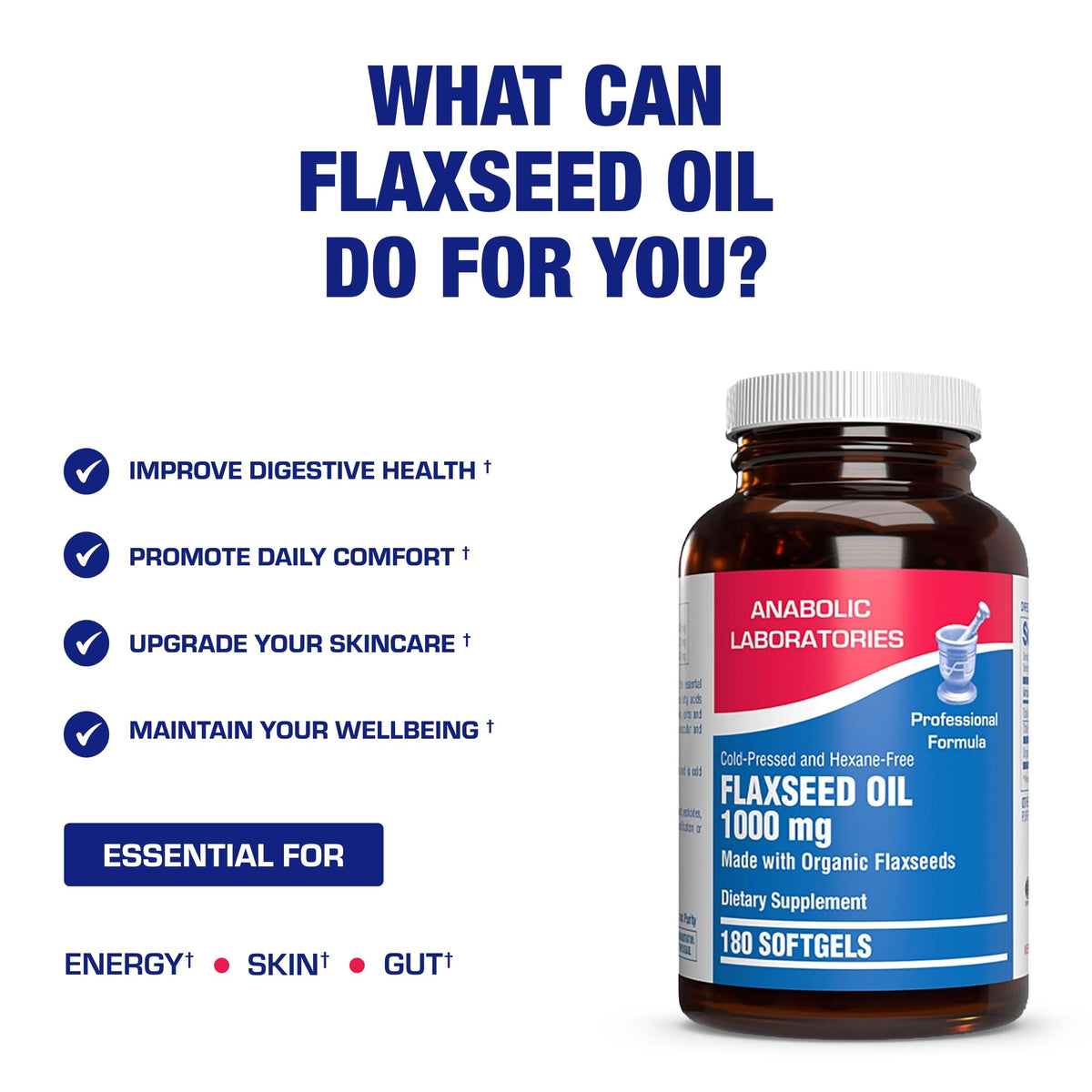Anabolic Laboratories Flaxseed Oil 1000mg - 180 Softgels - image 3