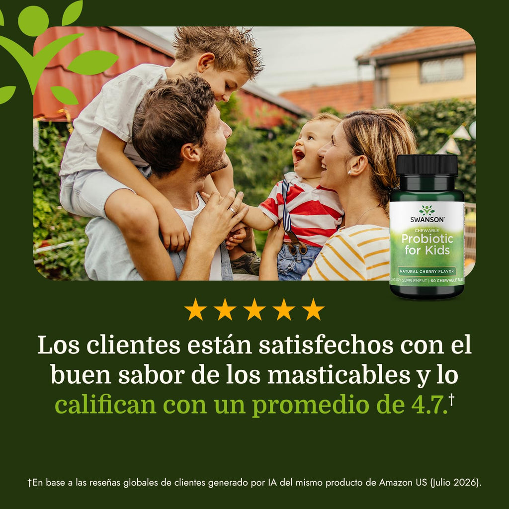 Swanson Probiotic Kids Natural Cherry 3 Billion CFU - 60 Chewables - image 7