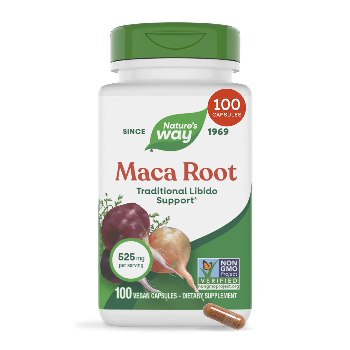 Nature's Way Maca Root Capsules for Libido Support - 100 Count