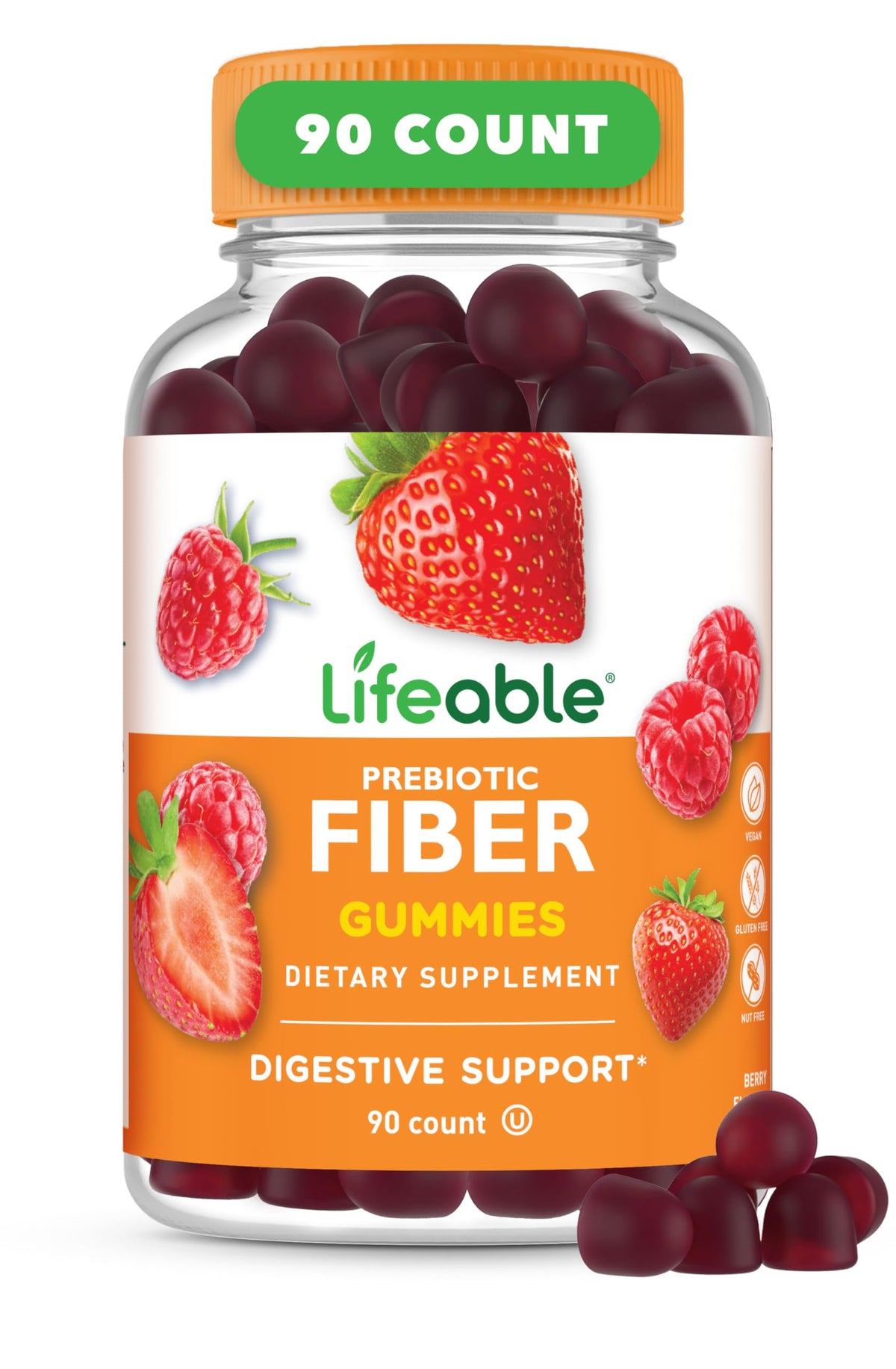 Lifeable Prebiotic Fiber Gummies for Digestive Health - 90 Gummies