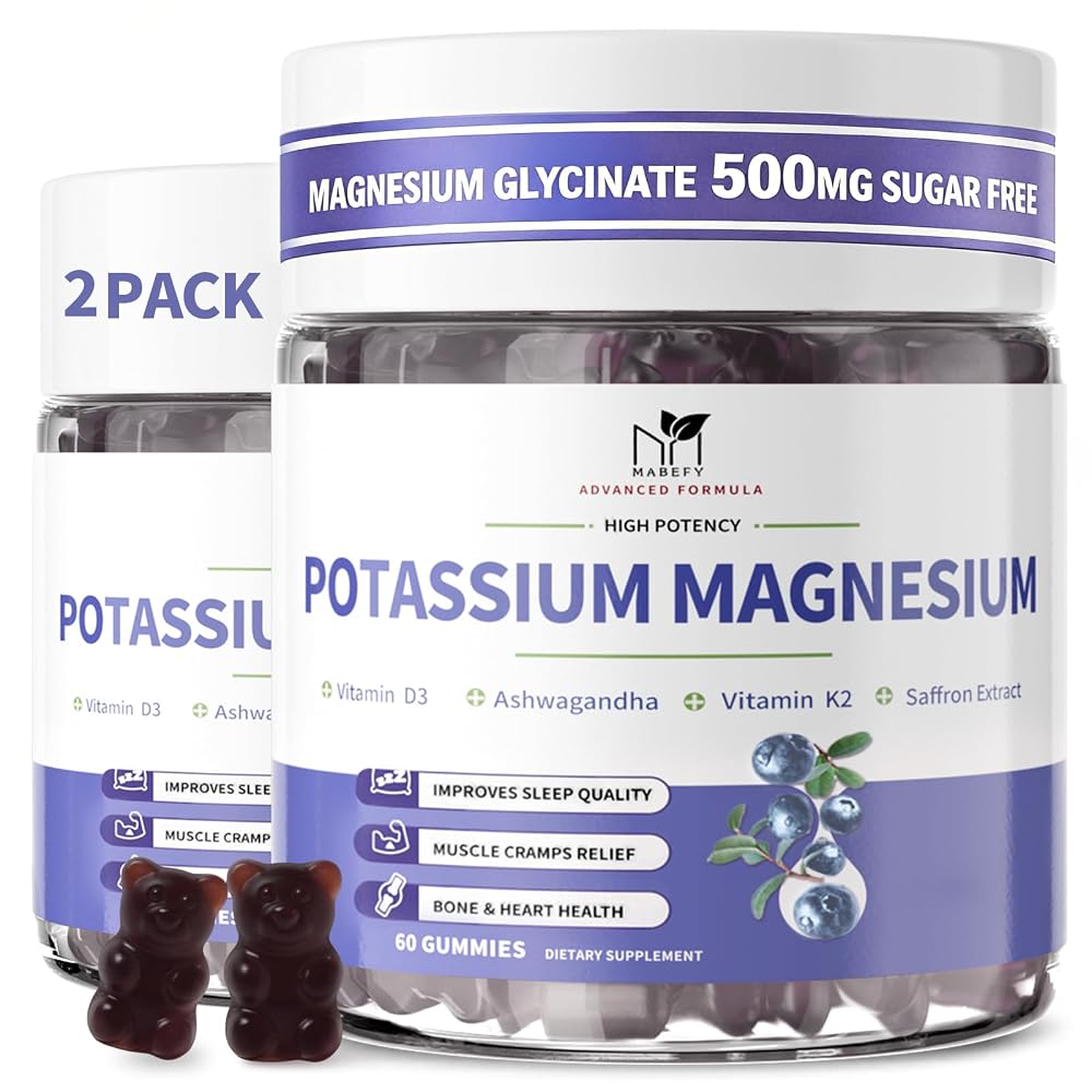 MABEFY Blueberry & Strawberry Potassium Magnesium Gummies for Sleep