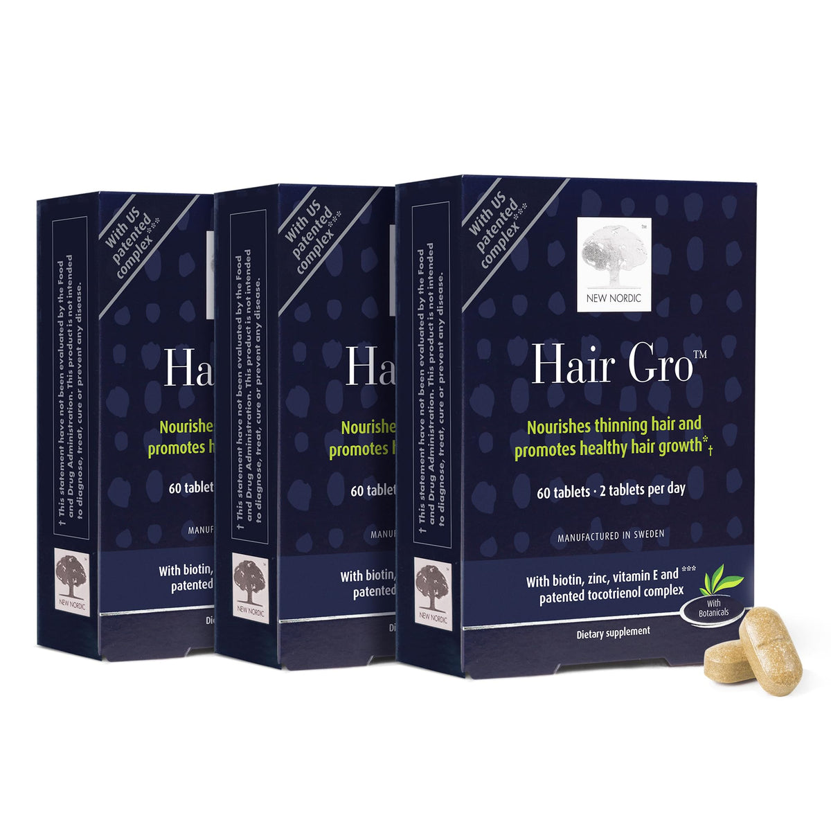 NEW NORDIC Hair GRO Biotin & Tocotrienol Tablets - 180 Count