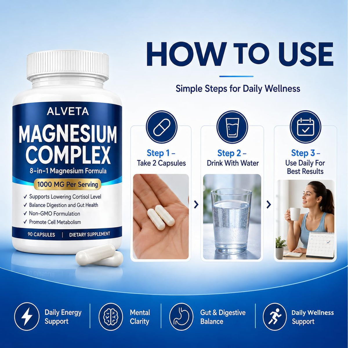 Slifthistle Alveta Magnesium Complex 1000mg - 90 Capsules - image 6