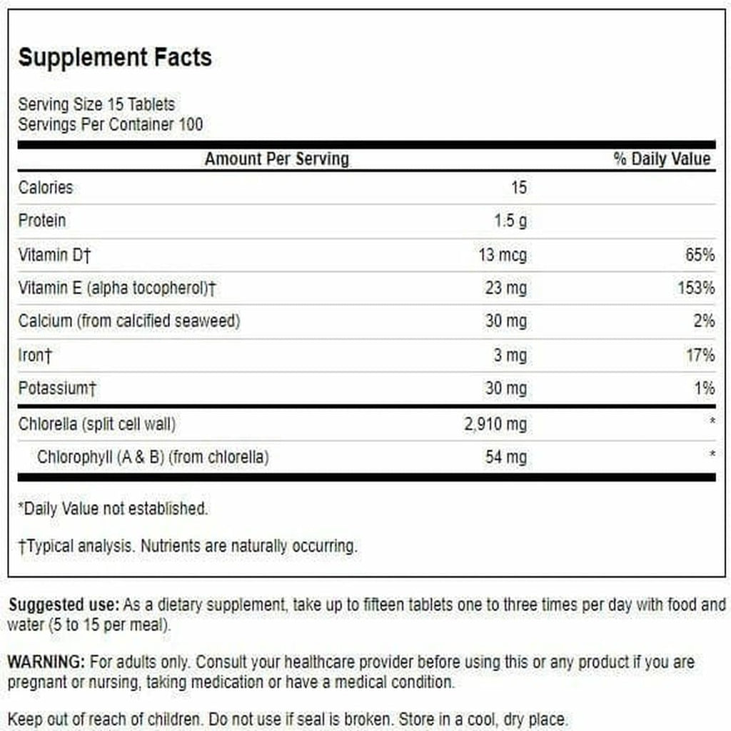Swanson Chlorella 194 mg Vegetarian - 1500 Tablets - image 2