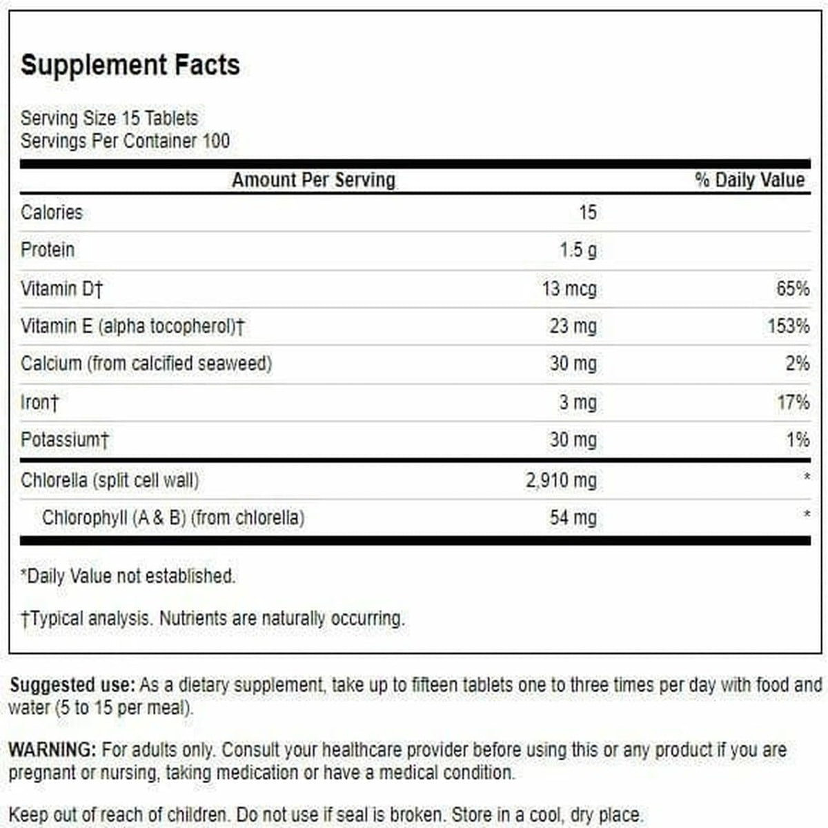 Swanson Chlorella 194 mg Vegetarian - 1500 Tablets - image 2