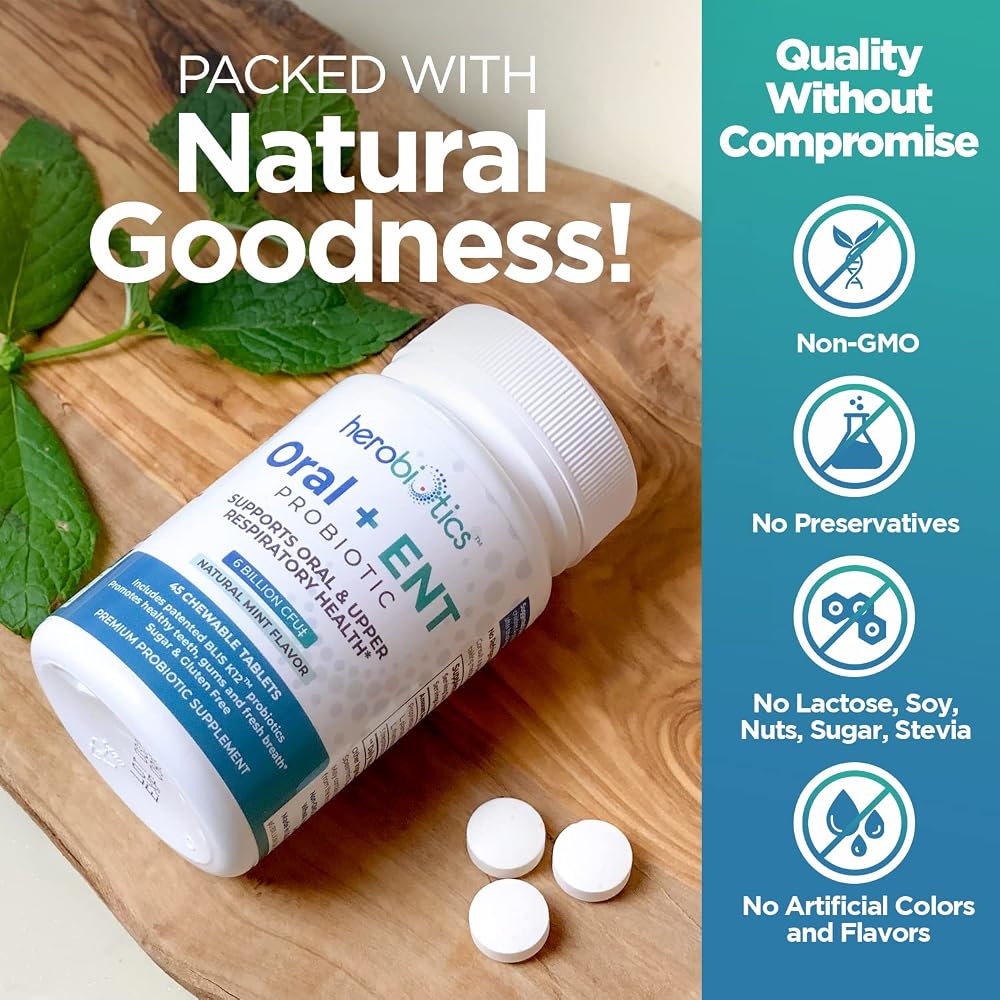 herobiotics Oral ENT Probiotics with BLIS K12 - 90 Chewables - image 6