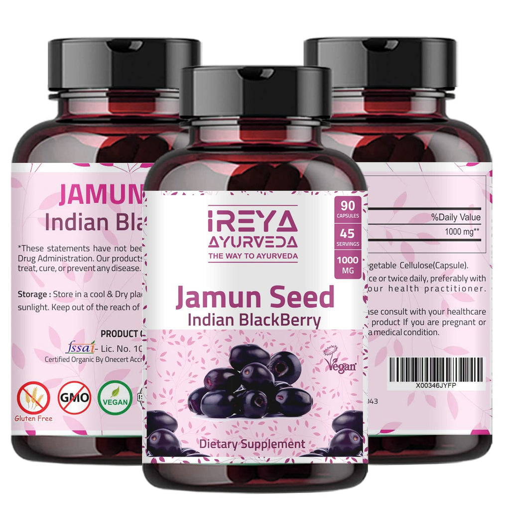 Ireya Ayurveda Jamun Seed Capsules 1000 mg - 90 Capsules - image 6
