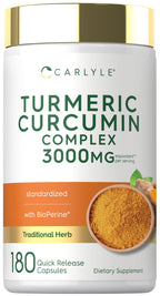 Carlyle Turmeric Curcumin Supplement with Black Pepper - 180 Capsules