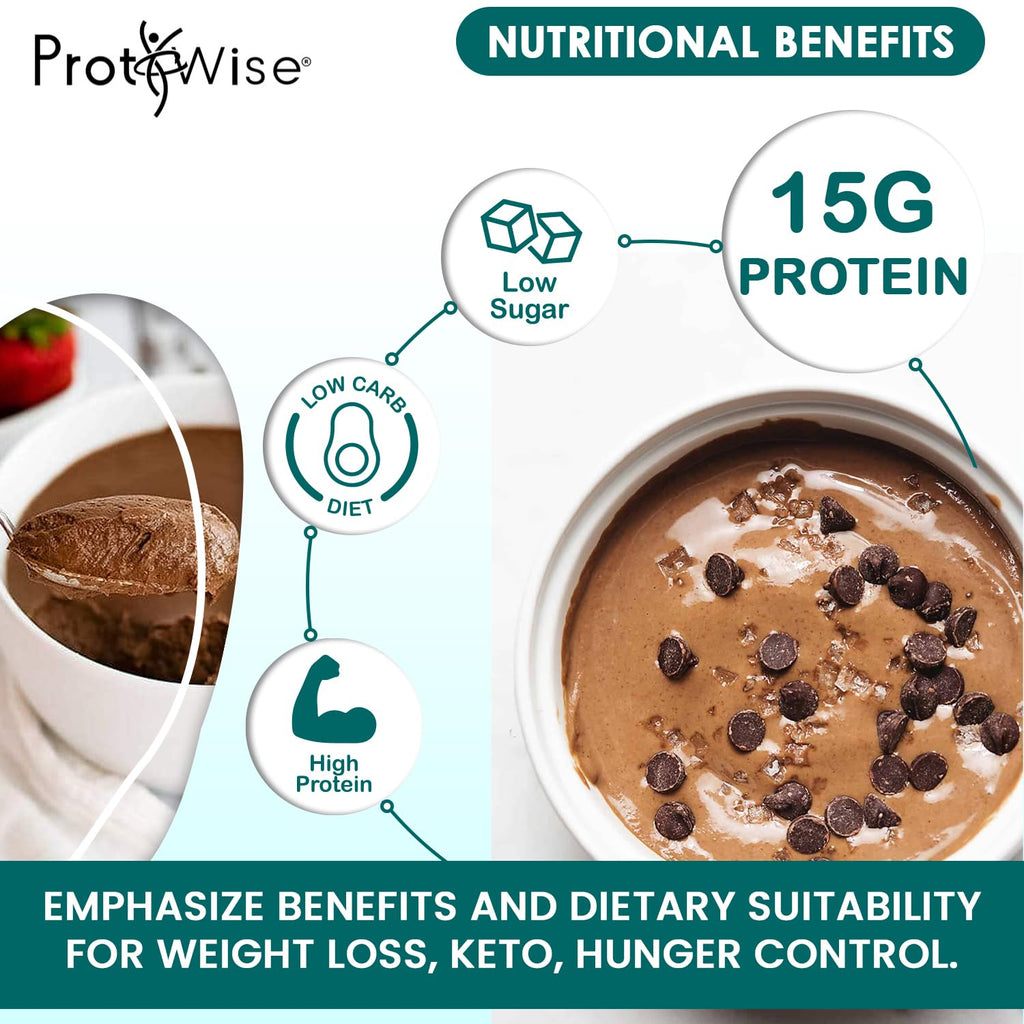 ProtiWise High Protein Shake & Pudding Mix Dark Chocolate - 7 Packets - image 3