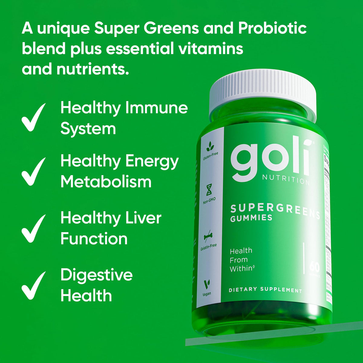 Goli Gummy Supergreens Vegan, Glutenfree Bottle