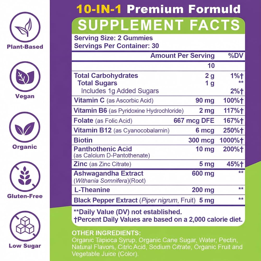 Mezqai Ashwagandha 10-in-1 Gummies for Stress Support - 60 Count - image 9