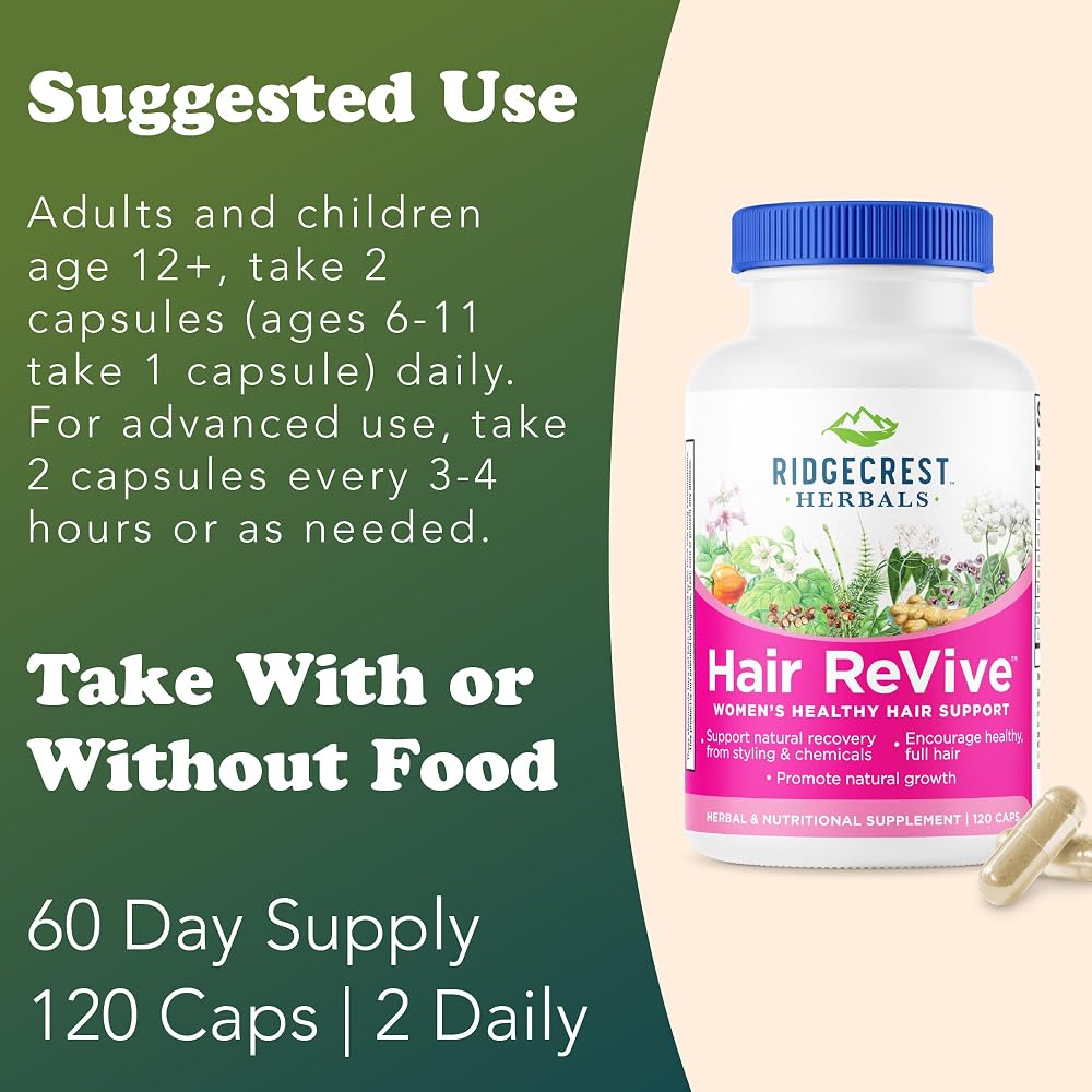 RidgeCrest Herbals Hair Revive Hair Growth Vitamins with Biotin - 120 Capsules - image 4