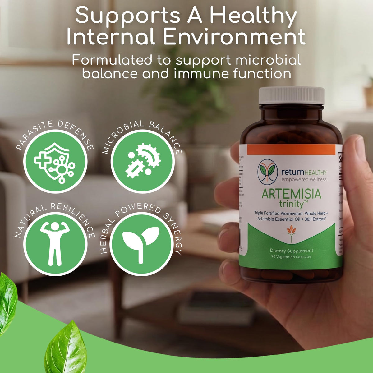 Return Healthy Artemisia Trinity 125mg Sweet Wormwood - 90 Capsules - image 3