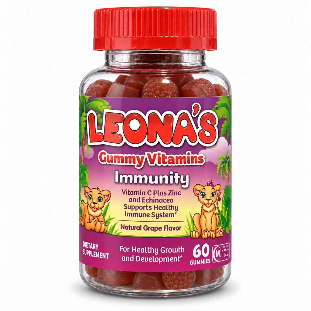 LEONA'S Immunity Gummies for Kids, Natural Grape Flavor - 60 Count