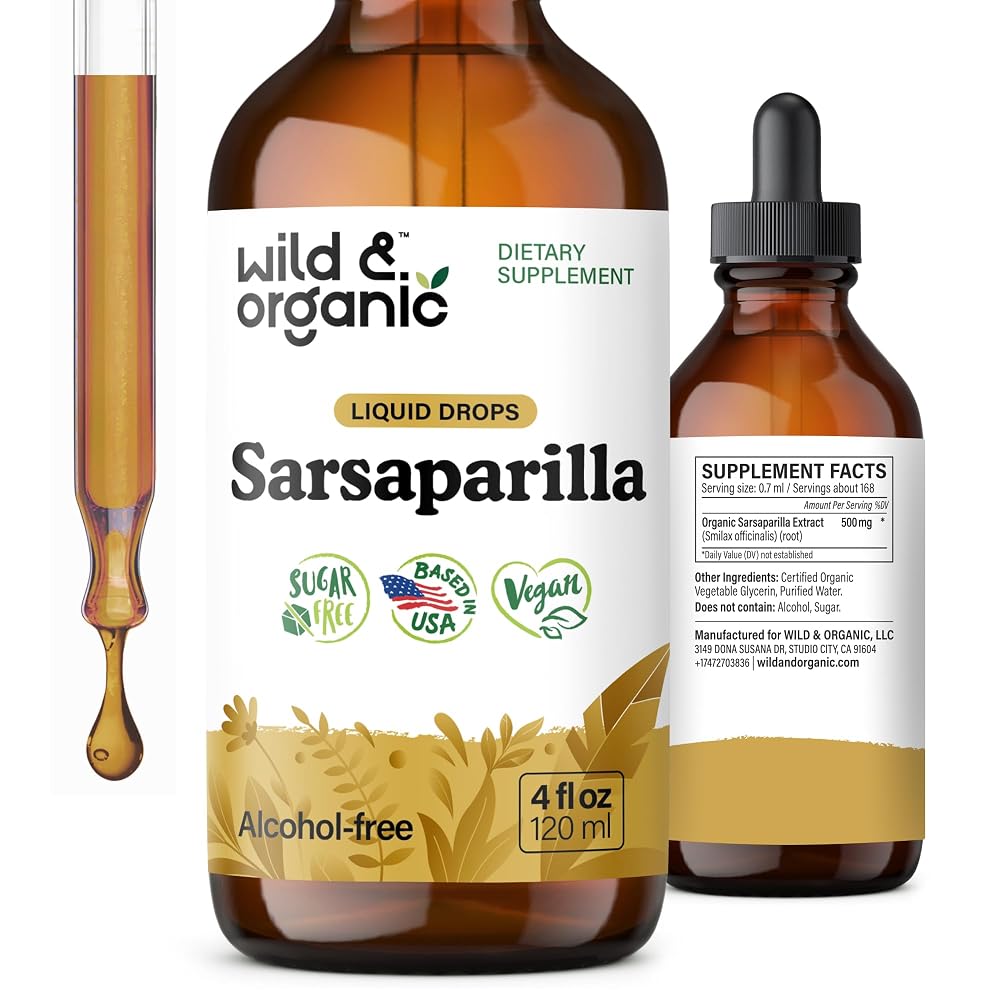 Wild & Organic Sarsaparilla Root Tincture - Detox Cleanse Support - 4
