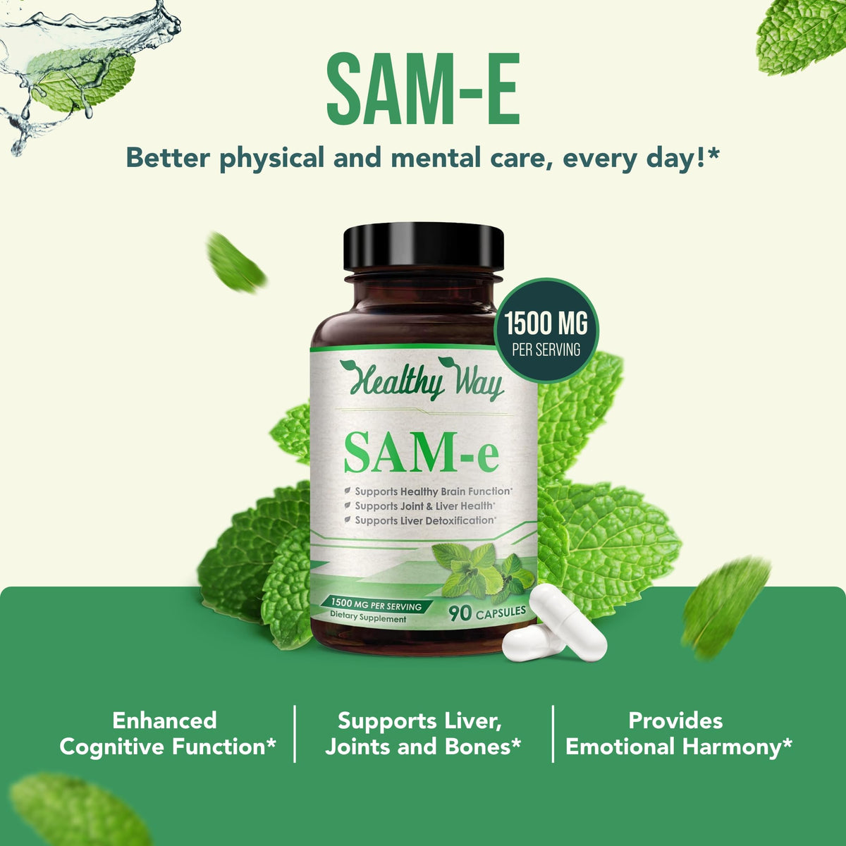 HealthyWayRx SAM-e 1500mg Supplement - 90 Capsules - image 3