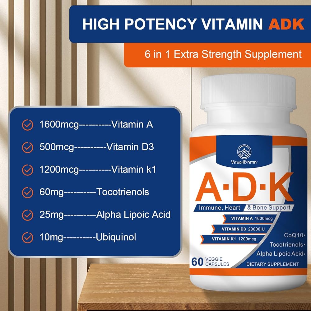 VITACRLLYNMN ADK Vitamin Supplement 20000 IU - 120 Capsules - image 3