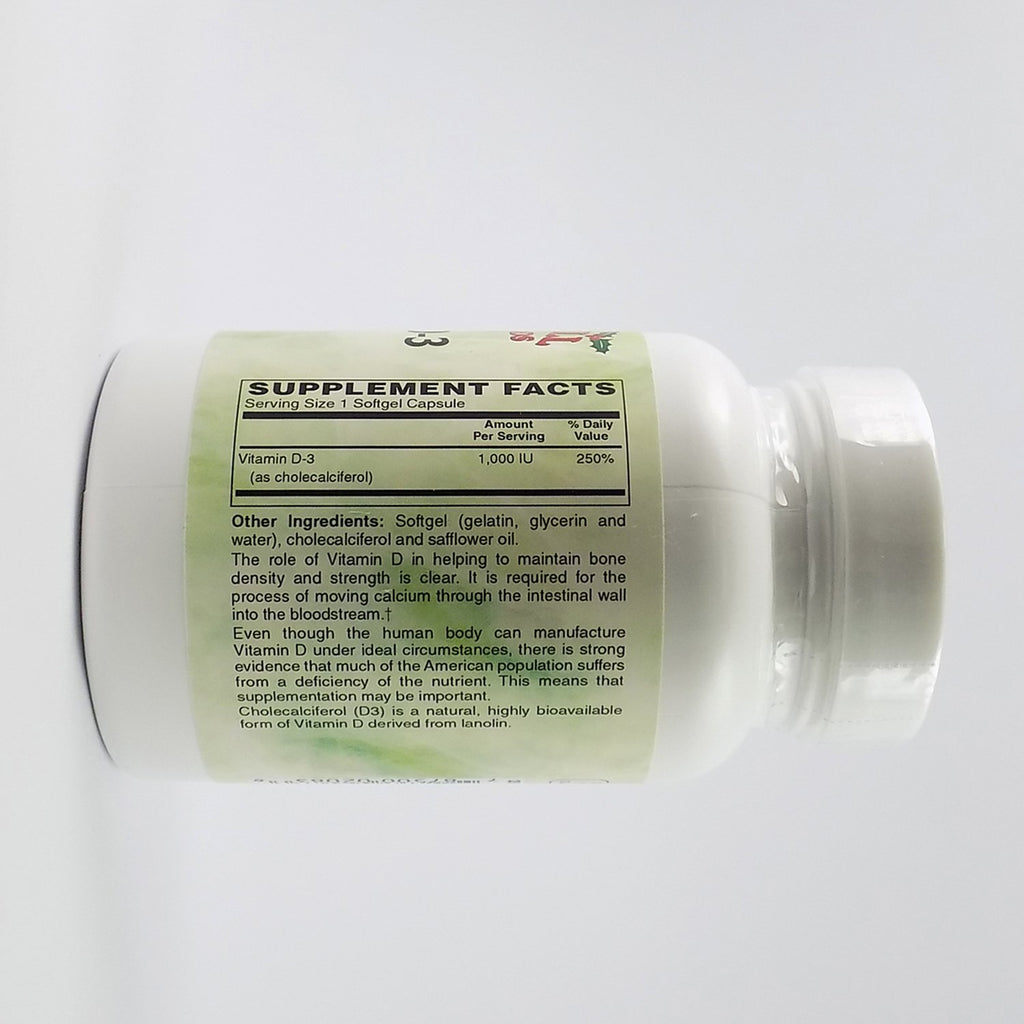 Holly Hill Health Foods Vitamin D3 1000 IU - 250 Softgels - image 2