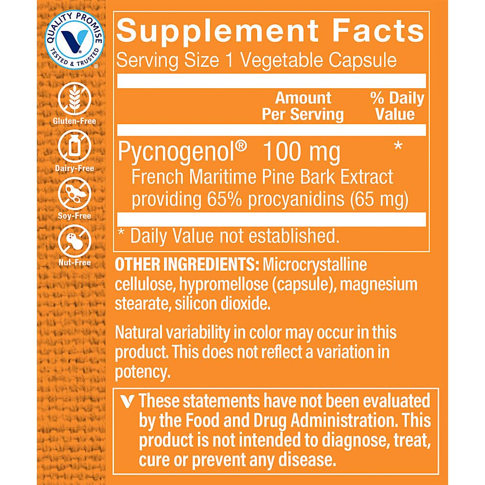 The Vitamin Shoppe Pycnogenol 100mg Antioxidant - 30 Capsules - image 2