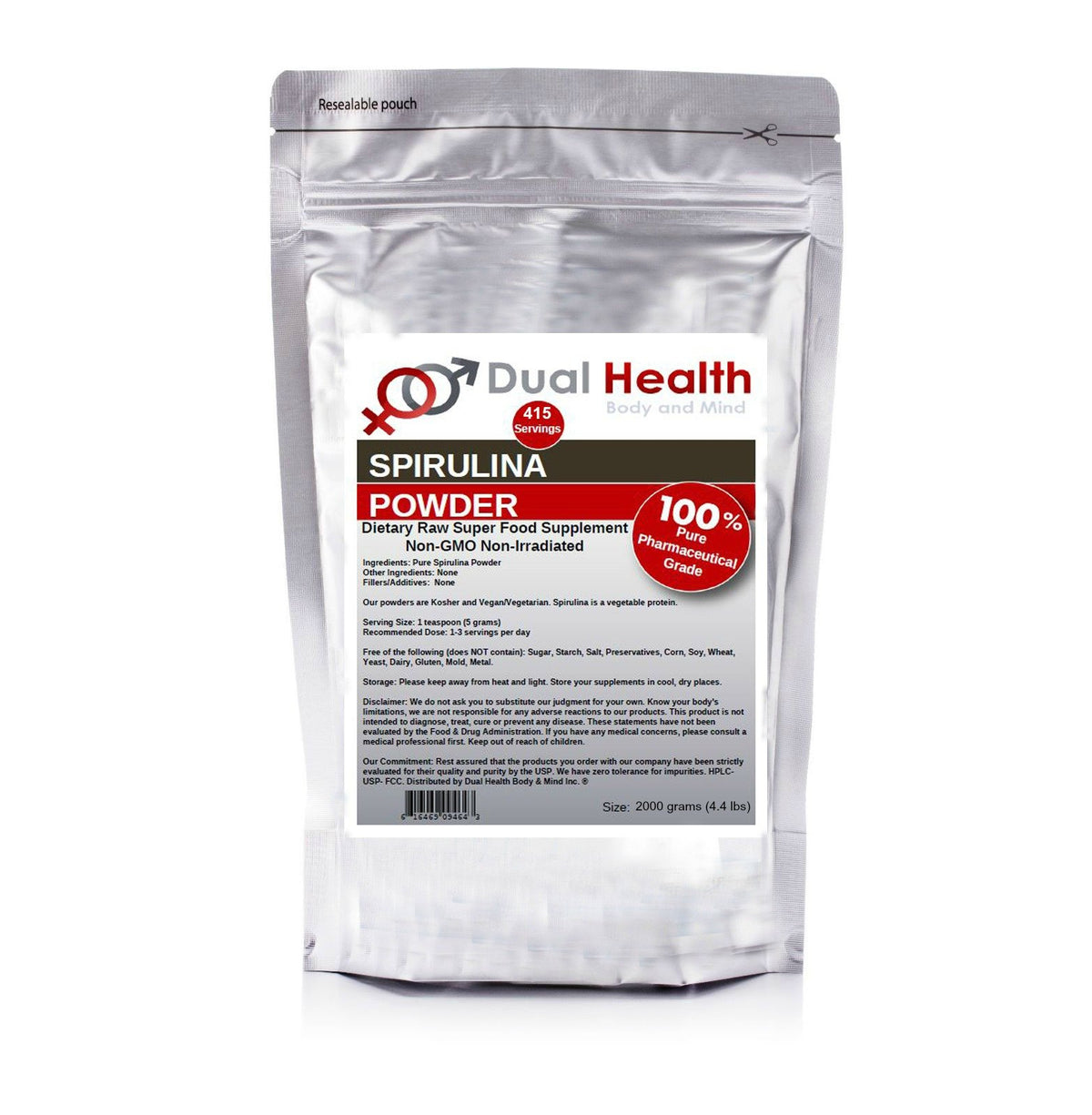 Dual Health Body & Mind Pure Spirulina Powder - 2kg