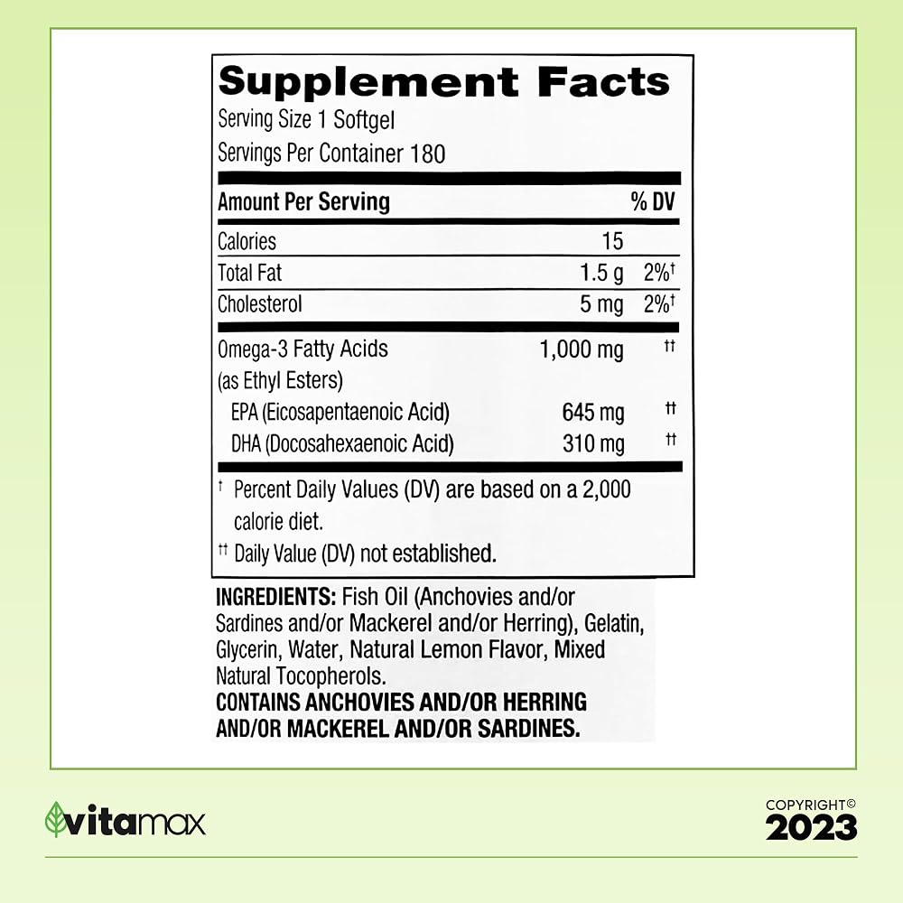 Generic Spring Valley Omega-3 Fish Oil 1000 mg - 180 Softgels - image 2