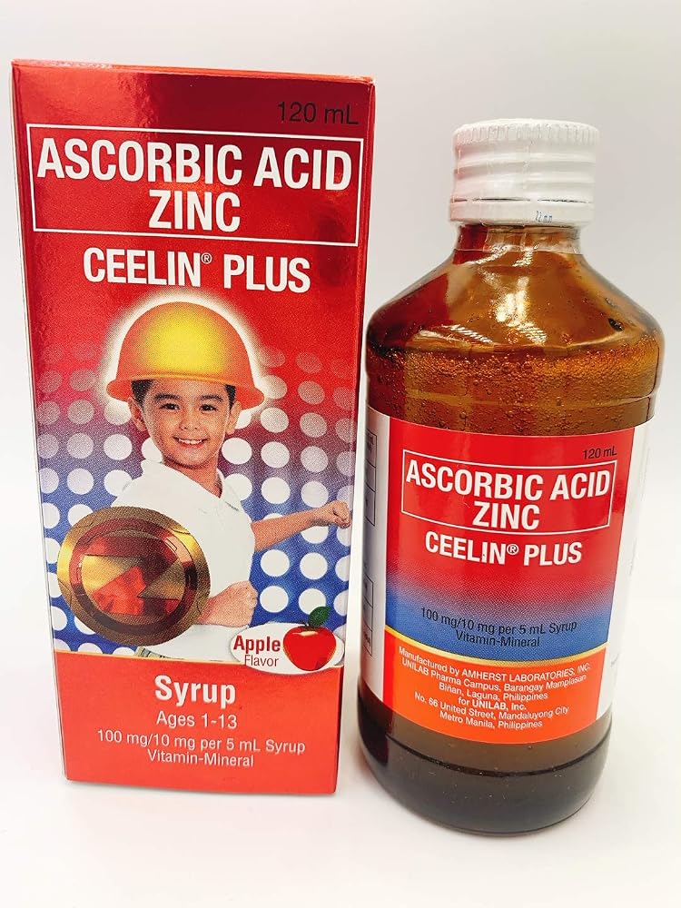 Ceelin Plus Ascorbic Acid Zinc Syrup for Kids Ages 1-13 - 120mL
