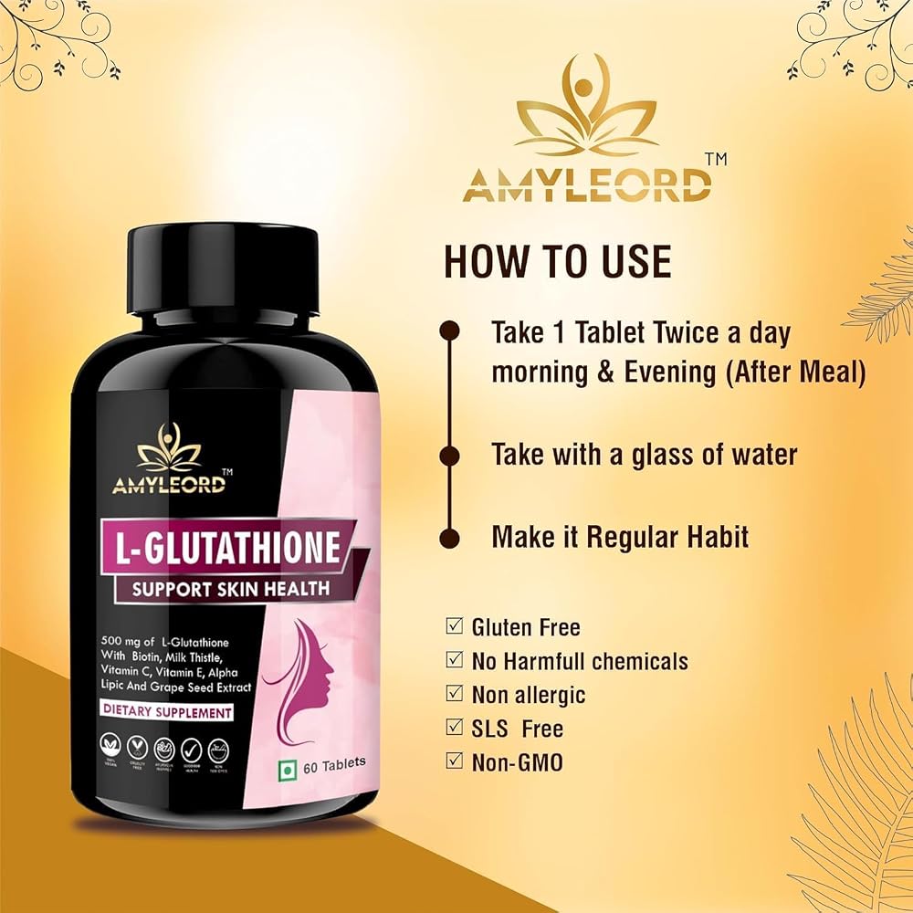 Generic L-Glutathione 1000mg Tablets with Vitamin C & Biotin - 60 Tablets - image 6