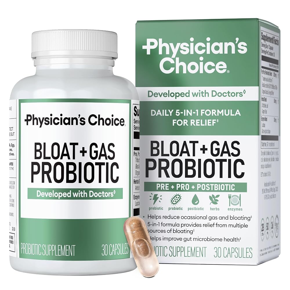 Physician's CHOICE Bloat & Gas Probiotic 5-in-1 - 30 Capsules