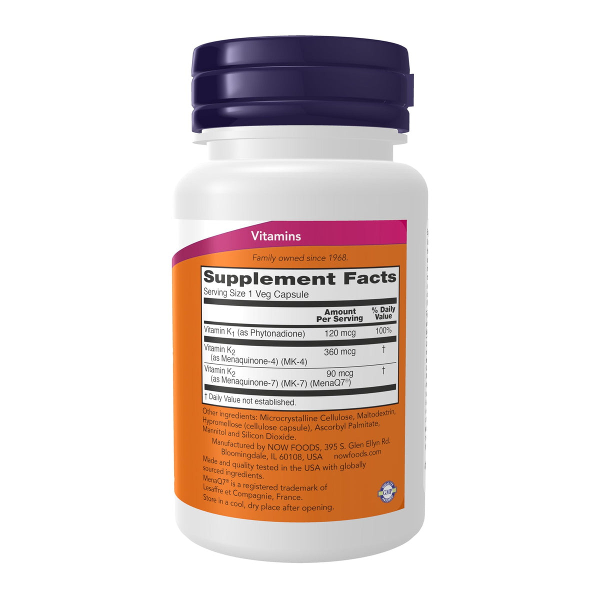 NOW Supplements MK-7 Plus Vitamin K Complex - 90 Vegetarian Capsules - image 2