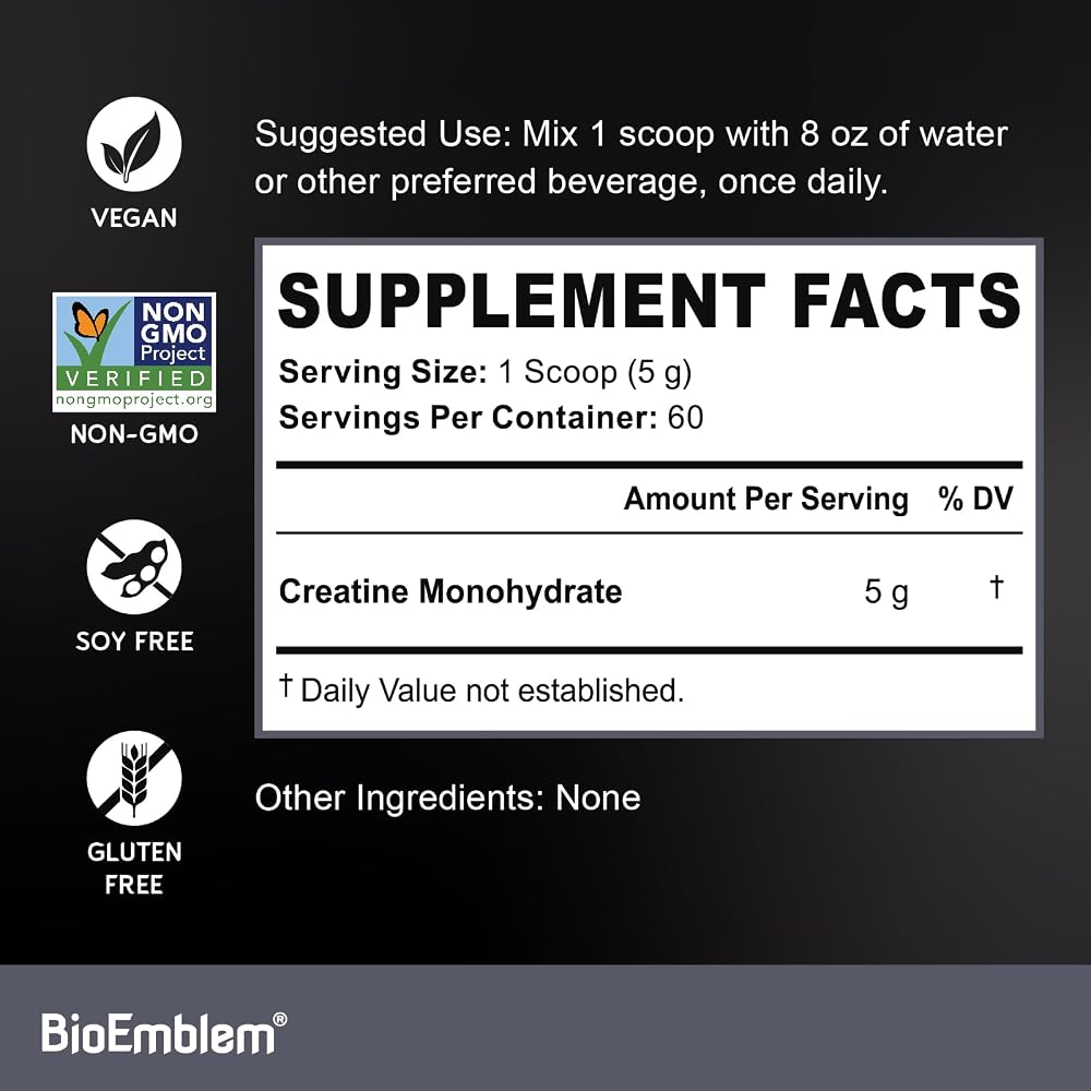 BioEmblem Creatine Monohydrate Powder Micronized - 300g - image 5