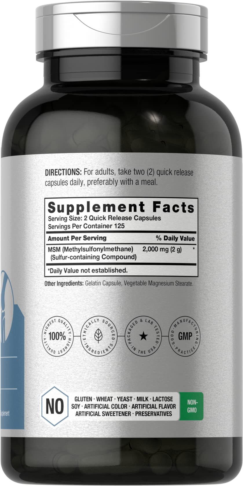 Horbäach MSM Methylsulfonylmethane 2000mg - 250 Capsules - image 2