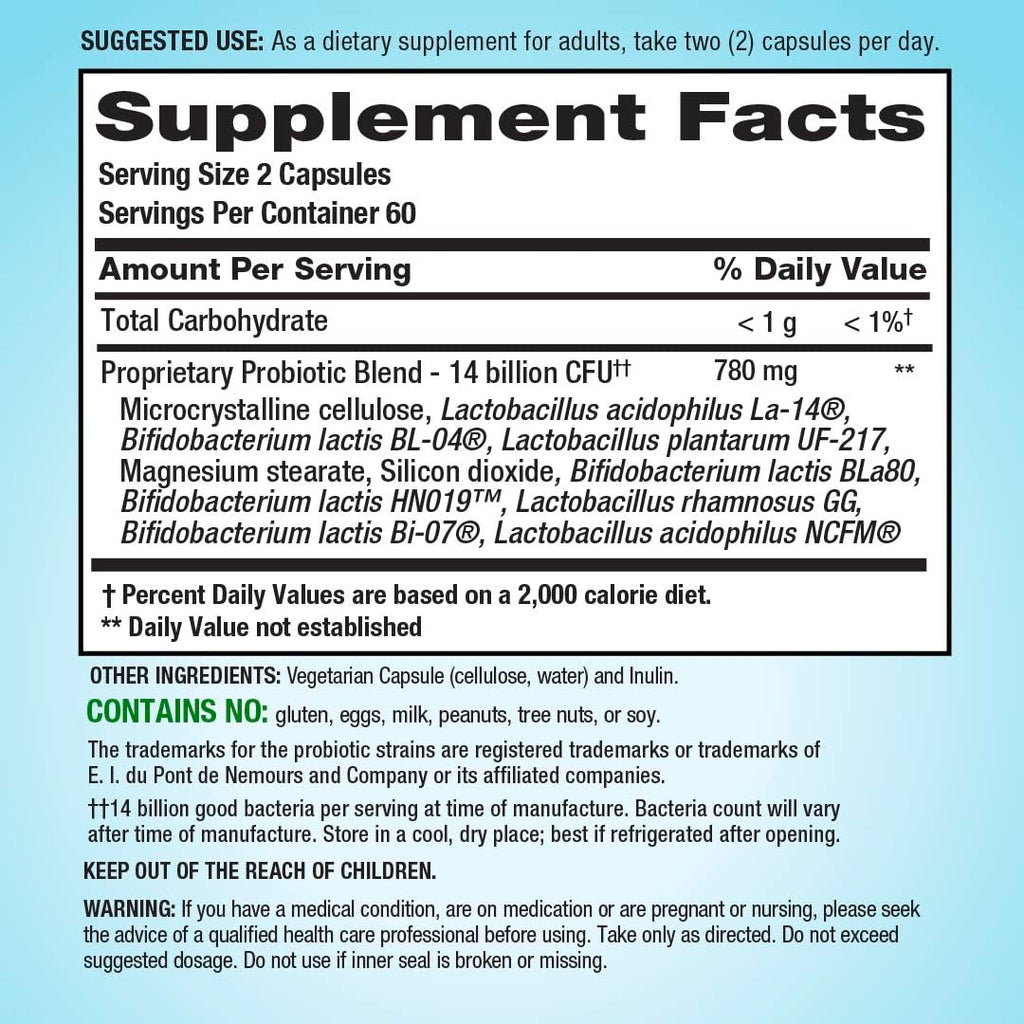 PB8 Probiotic 14 Billion CFU Digestive Support - 120 Vegetarian Capsules - image 2