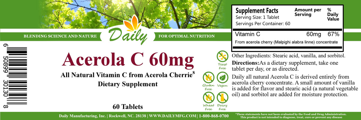 Daily Manufacturing Acerola C Vitamin C - 60 Tablets - image 2