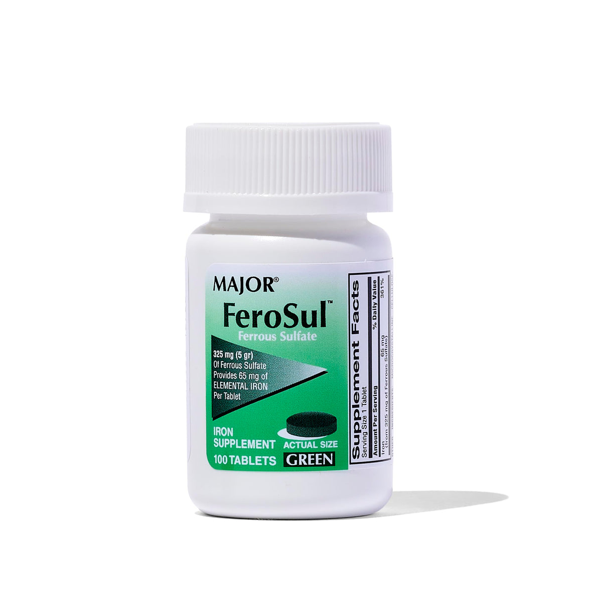 MAJOR Ferosul Ferrous Sulfate 325 mg Iron - 100 Tablets