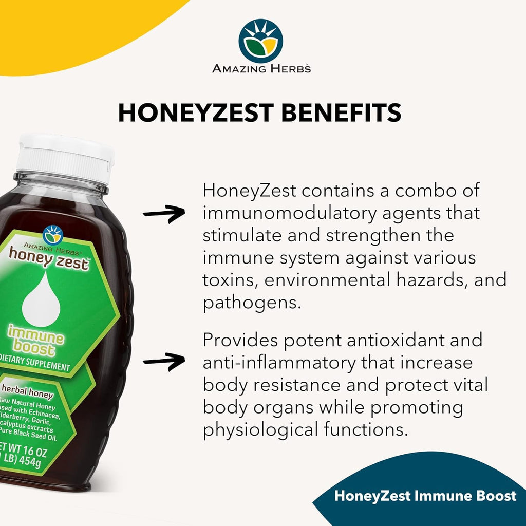 Amazing Herbs Raw Natural Honey with Black Seed Oil - 16 Fl Oz - image 3