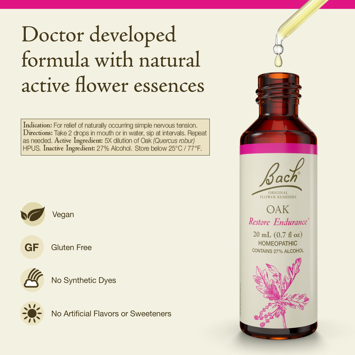 Bach Flower Remedies Oak Essence - 20mL Dropper - image 2