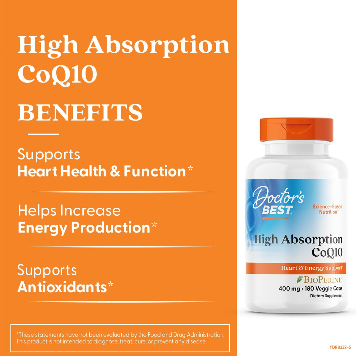 Doctor's Best CoQ10 400mg with BioPerine - 180 Vegetarian Capsules - image 2