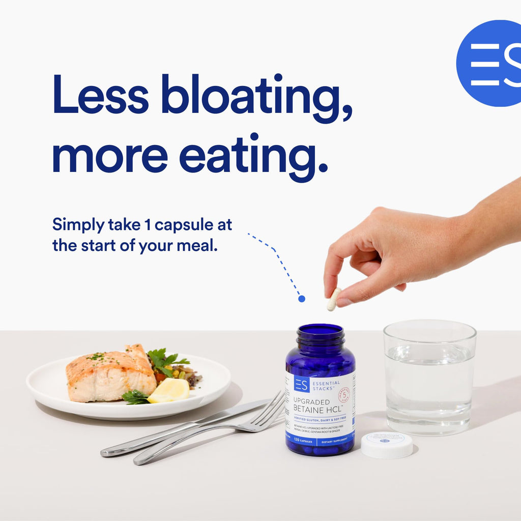 Essential Stacks Betaine HCL with Pepsin Digestive Enzyme - 120 Capsules - image 2
