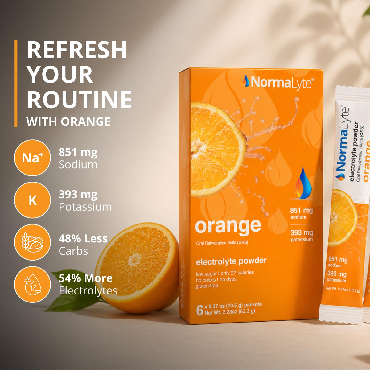 NormaLyte Orange Electrolyte Powder Packets - 6 Count - image 3