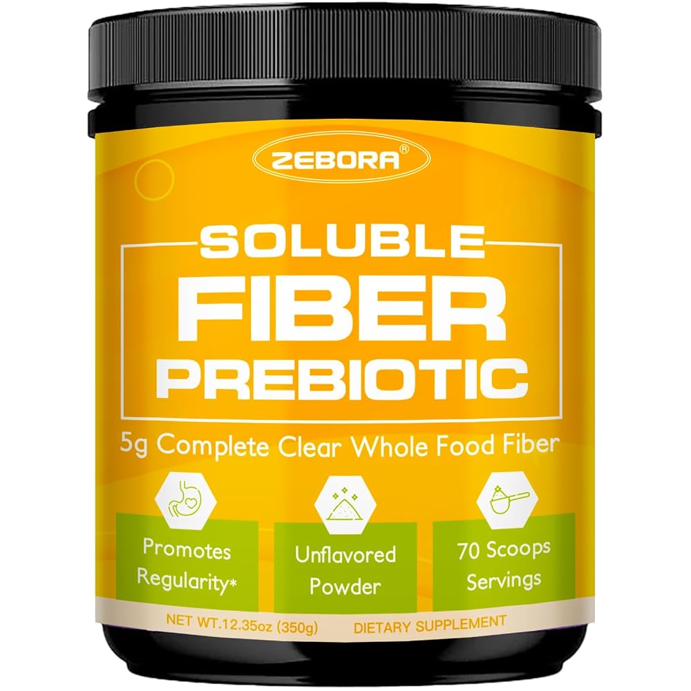 ZEBORA Soluble Fiber Supplement Powder, Unflavored - 70 Servings