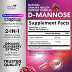Health Nutrition Naturals D-Mannose 1300mg - Fast-Acting Organic D