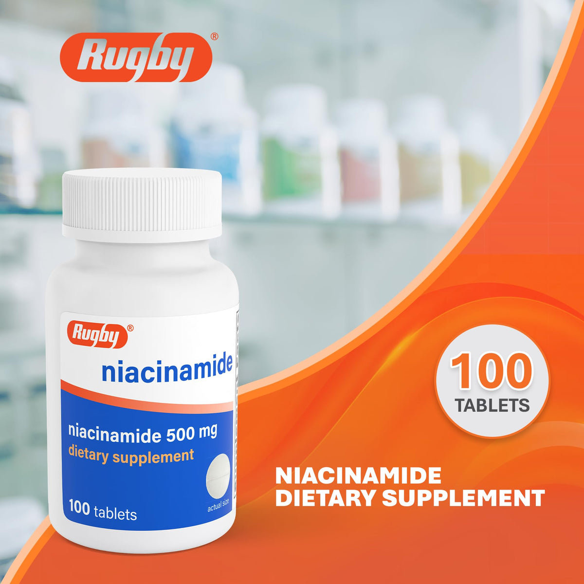 Rugby Niacinamide 500 mg Tablets