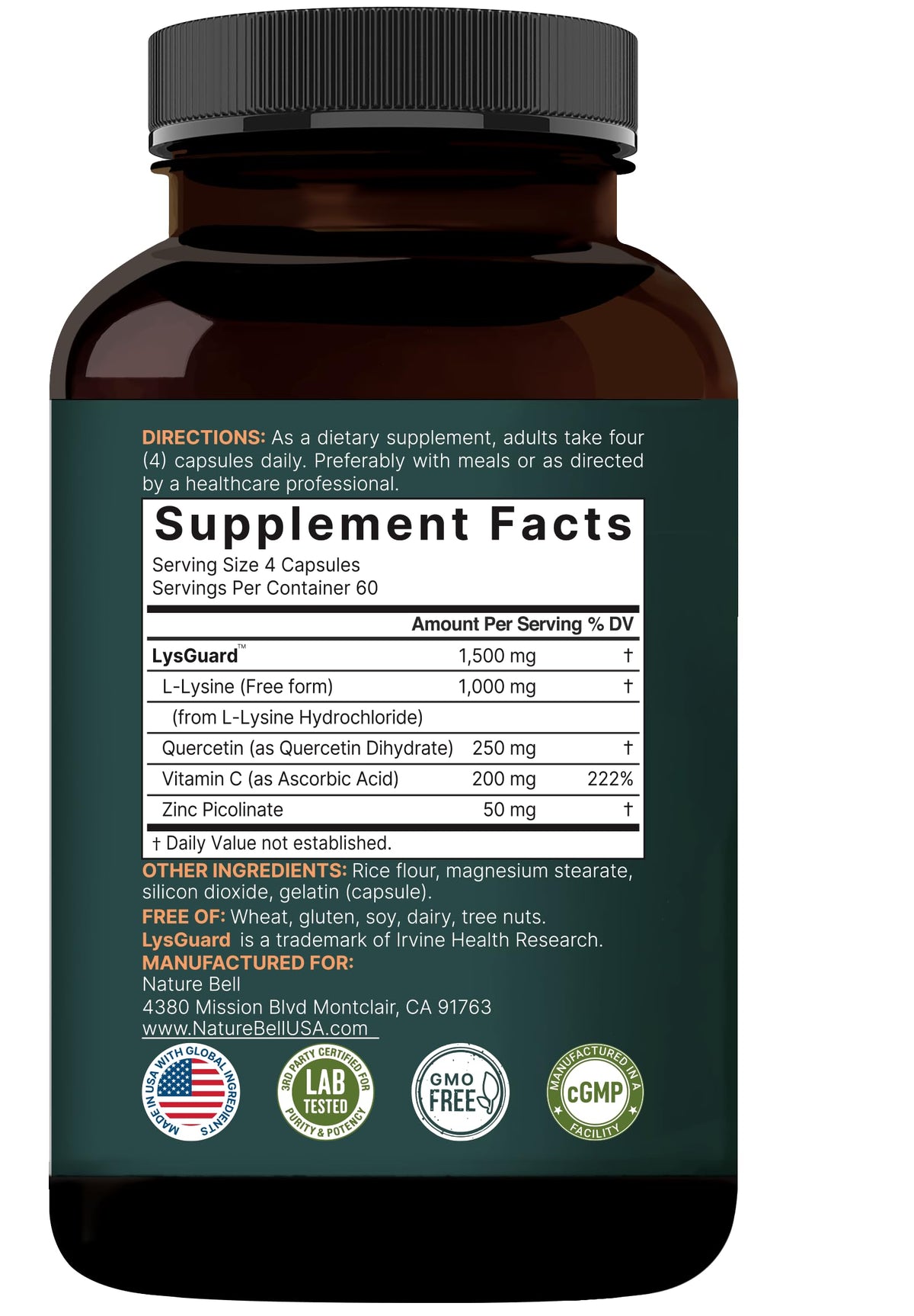 NatureBell L-Lysine 1000mg with Quercetin Capsules - 240 Count - image 7