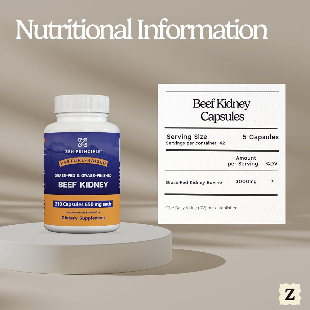 Zen Principle Grass Fed Beef Kidney Supplement - 420 Capsules - image 7